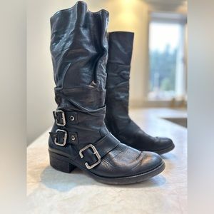 Black Leather Paul Green boots with buckles
